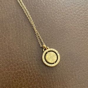 Michael Kors Authentic Pave Gold Flip Glitz Disc necklace